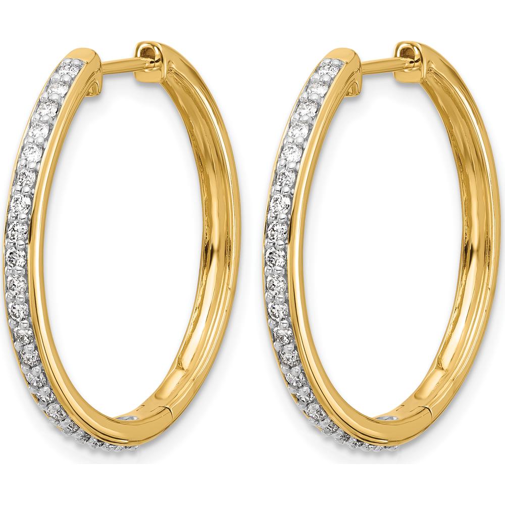 14K Yellow Gold Diamond Hinged Hoop Earrings with 42 Round Diamonds - 0.012 Carat Total Diamond Weight by Monteluci Fine Jewelry