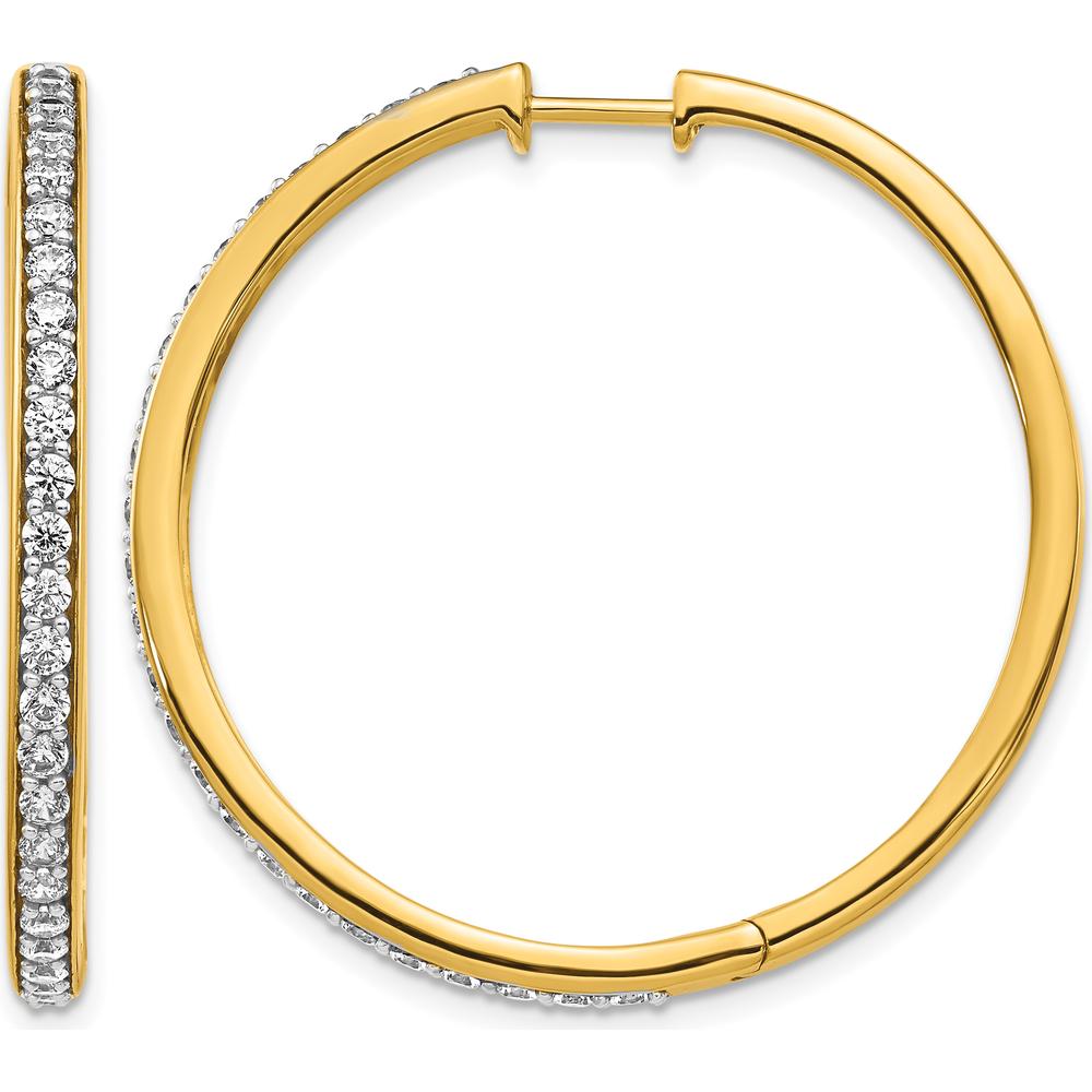 14K Yellow Gold Diamond Hinged Hoop Earrings with 50 Round Diamonds - 0.025 Carat Total Diamond Weight by Monteluci Fine Jewelry