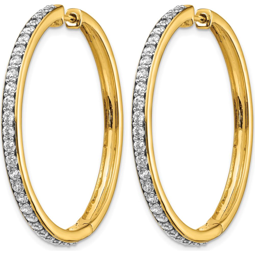 14K Yellow Gold Diamond Hinged Hoop Earrings with 50 Round Diamonds - 0.025 Carat Total Diamond Weight by Monteluci Fine Jewelry