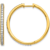 14K Yellow Gold Diamond Hinged Hoop Earrings with 50 Round Diamonds - 0.75 Carat Total Diamond Weight by Monteluci Fine Jewelry