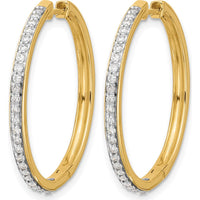 14K Yellow Gold Diamond Hinged Hoop Earrings with 50 Round Diamonds - 0.75 Carat Total Diamond Weight by Monteluci Fine Jewelry