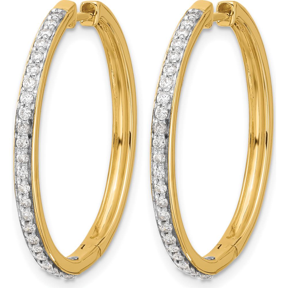 14K Yellow Gold Diamond Hinged Hoop Earrings with 50 Round Diamonds - 0.75 Carat Total Diamond Weight by Monteluci Fine Jewelry