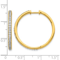 14K Yellow Gold Diamond Hinged Hoop Earrings with 50 Round Diamonds - 0.75 Carat Total Diamond Weight by Monteluci Fine Jewelry