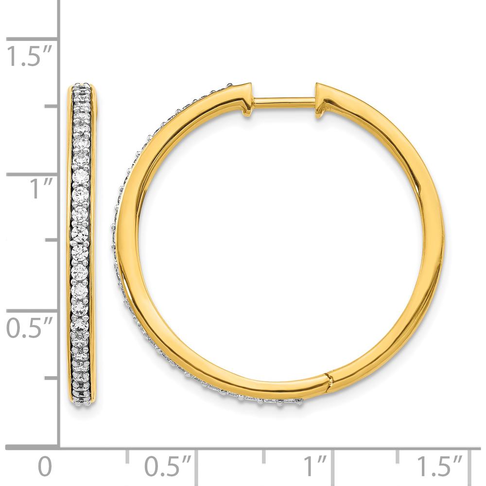 14K Yellow Gold Diamond Hinged Hoop Earrings with 50 Round Diamonds - 0.75 Carat Total Diamond Weight by Monteluci Fine Jewelry