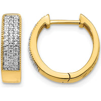14K Yellow Gold Diamond Hinged Hoop Earrings with 62 Round Natural Diamonds - 0.248 Carat Total Diamond Weight by Monteluci Fine Jewelry