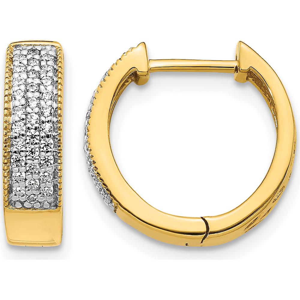 14K Yellow Gold Diamond Hinged Hoop Earrings with 62 Round Natural Diamonds - 0.248 Carat Total Diamond Weight by Monteluci Fine Jewelry