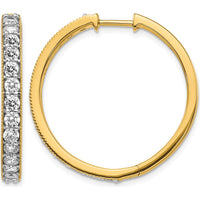14K Yellow Gold Diamond Hinged Hoop Earrings with Milgrain Detailing - 0.07 Carat Total Diamond Weight by Monteluci Fine Jewelry