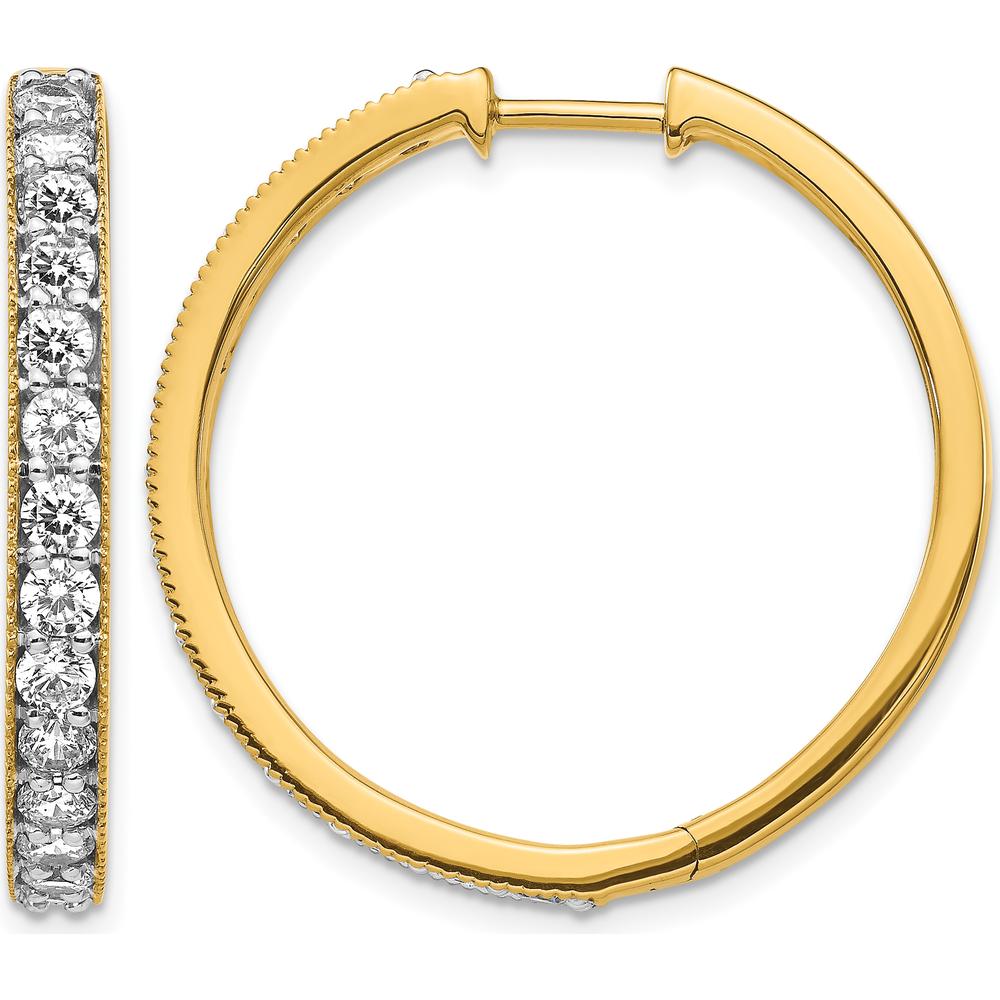 14K Yellow Gold Diamond Hinged Hoop Earrings with Milgrain Detailing - 0.07 Carat Total Diamond Weight by Monteluci Fine Jewelry