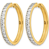 14K Yellow Gold Diamond Hinged Hoop Earrings with Milgrain Detailing - 0.07 Carat Total Diamond Weight by Monteluci Fine Jewelry