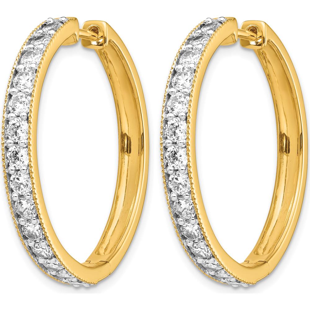 14K Yellow Gold Diamond Hinged Hoop Earrings with Milgrain Detailing - 0.07 Carat Total Diamond Weight by Monteluci Fine Jewelry