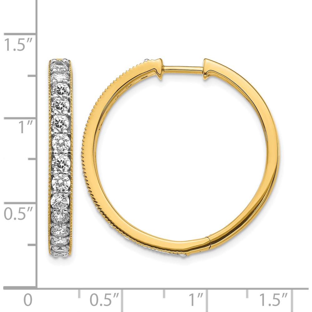14K Yellow Gold Diamond Hinged Hoop Earrings with Milgrain Detailing - 0.07 Carat Total Diamond Weight by Monteluci Fine Jewelry