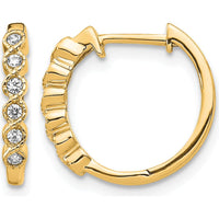 14K Yellow Gold Diamond Hinged Hoop Earrings with Round Diamonds - 0.12 Carat Total Diamond Weight by Oro Pregiato