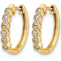 14K Yellow Gold Diamond Hinged Hoop Earrings with Round Diamonds - 0.12 Carat Total Diamond Weight by Oro Pregiato