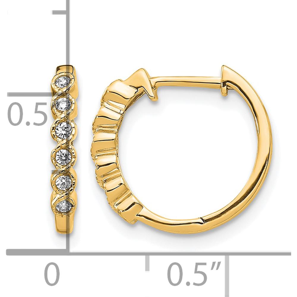 14K Yellow Gold Diamond Hinged Hoop Earrings with Round Diamonds - 0.12 Carat Total Diamond Weight by Oro Pregiato