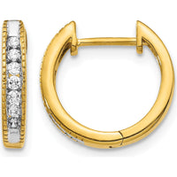 14K Yellow Gold Diamond Hinged Hoop Earrings with Round Natural Diamonds - 0.027 Carat Total Diamond Weight by Monteluci Fine Jewelry