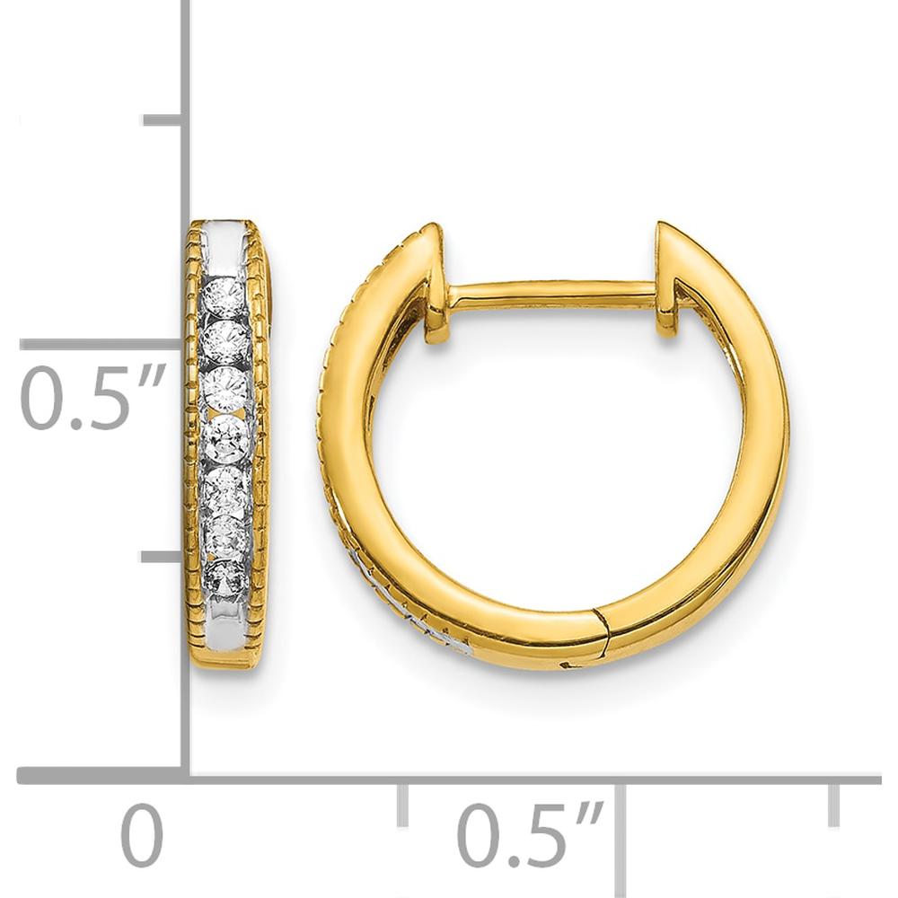 14K Yellow Gold Diamond Hinged Hoop Earrings with Round Natural Diamonds - 0.027 Carat Total Diamond Weight by Monteluci Fine Jewelry