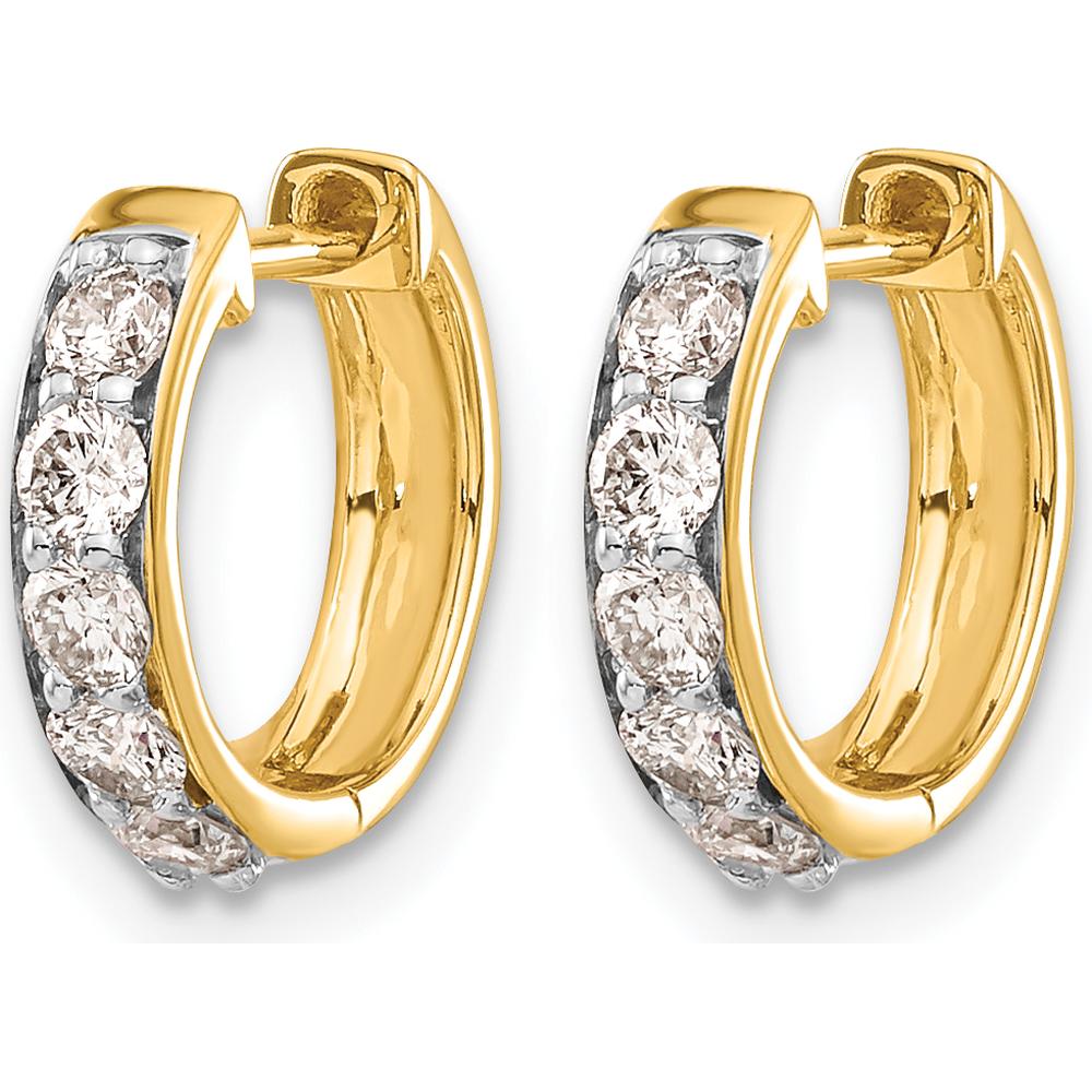 14K Yellow Gold Diamond Hinged Hoop Earrings with Round Natural Diamonds - 0.05 Carat Total Diamond Weight by Monteluci Fine Jewelry