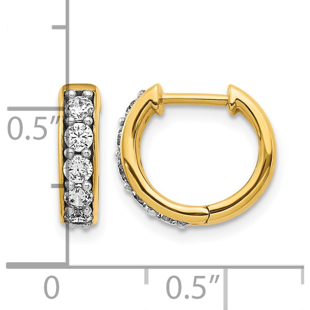 14K Yellow Gold Diamond Hinged Hoop Earrings with Round Natural Diamonds - 0.05 Carat Total Diamond Weight by Monteluci Fine Jewelry
