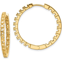 14K Yellow Gold Diamond Hinged Hoops with 38 Round Stone Settings - Mounting Only, 27mm Length by Monteluci Fine Jewelry