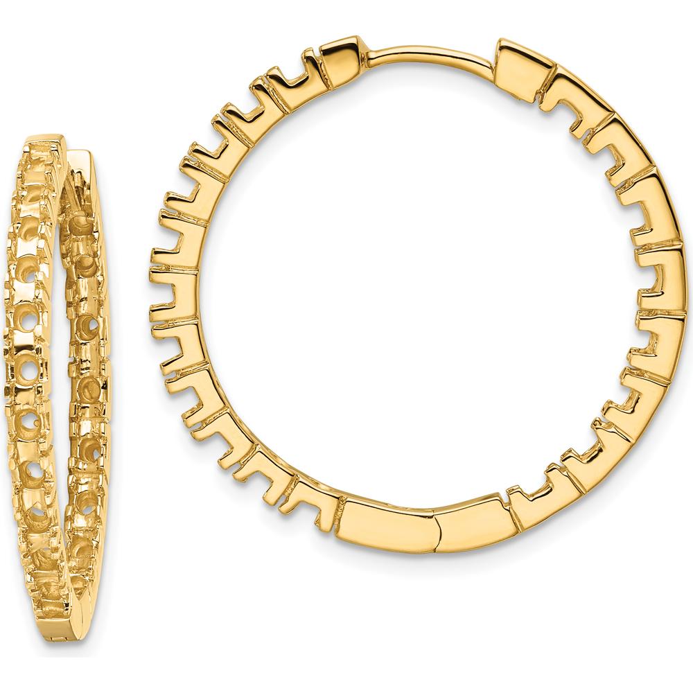 14K Yellow Gold Diamond Hinged Hoops with 38 Round Stone Settings - Mounting Only, 27mm Length by Monteluci Fine Jewelry