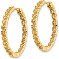 14K Yellow Gold Diamond Hinged Hoops with 38 Round Stone Settings - Mounting Only, 27mm Length by Monteluci Fine Jewelry