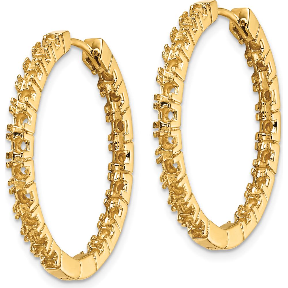 14K Yellow Gold Diamond Hinged Hoops with 38 Round Stone Settings - Mounting Only, 27mm Length by Monteluci Fine Jewelry