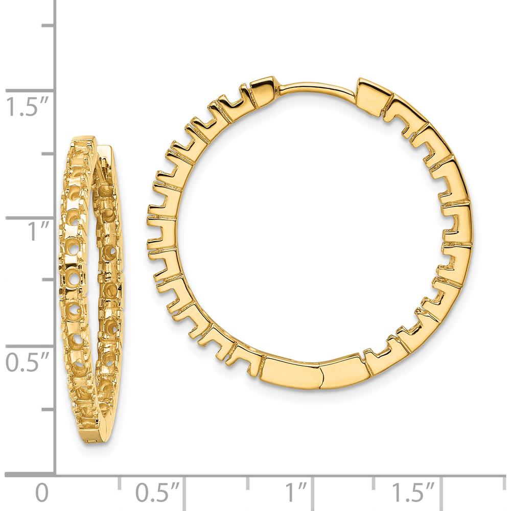 14K Yellow Gold Diamond Hinged Hoops with 38 Round Stone Settings - Mounting Only, 27mm Length by Monteluci Fine Jewelry