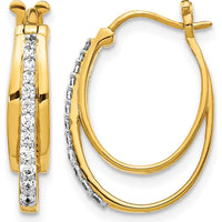 14K Yellow Gold Diamond Hoop Earrings - 0.066 Carat Total Diamond Weight by Monteluci Fine Jewelry
