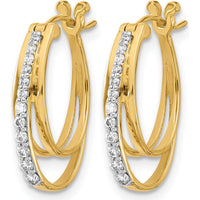 14K Yellow Gold Diamond Hoop Earrings - 0.066 Carat Total Diamond Weight by Monteluci Fine Jewelry
