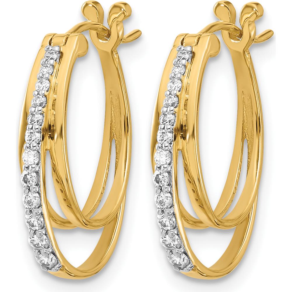 14K Yellow Gold Diamond Hoop Earrings - 0.066 Carat Total Diamond Weight by Monteluci Fine Jewelry