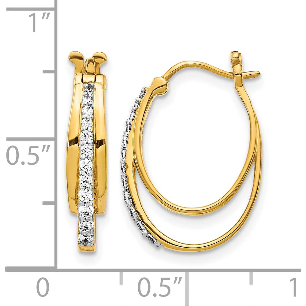 14K Yellow Gold Diamond Hoop Earrings - 0.066 Carat Total Diamond Weight by Monteluci Fine Jewelry