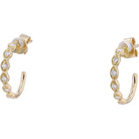 14K Yellow Gold Diamond Hoop Earrings - 0.14 Carats Total Diamond Weight