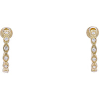 14K Yellow Gold Diamond Hoop Earrings - 0.14 Carats Total Diamond Weight