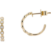 14K Yellow Gold Diamond Hoop Earrings - 0.14 Carats Total Diamond Weight