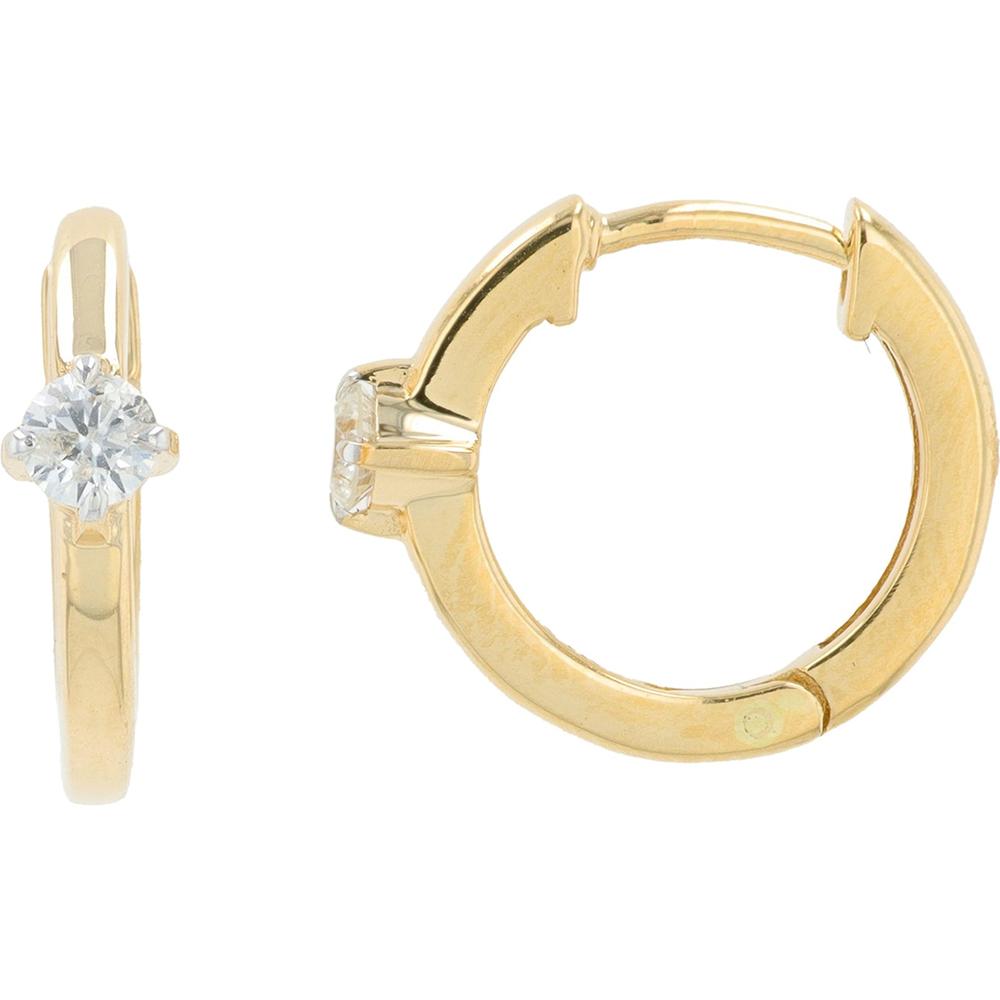 14K Yellow Gold Diamond Hoop Earrings - 0.20 Carat Total Diamond Weight