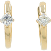 14K Yellow Gold Diamond Hoop Earrings - 0.20 Carat Total Diamond Weight