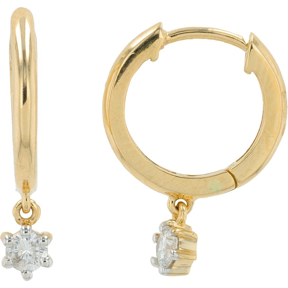 14K Yellow Gold Diamond Hoop Earrings - 0.22 Carat Total Diamond Weight