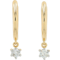 14K Yellow Gold Diamond Hoop Earrings - 0.22 Carat Total Diamond Weight