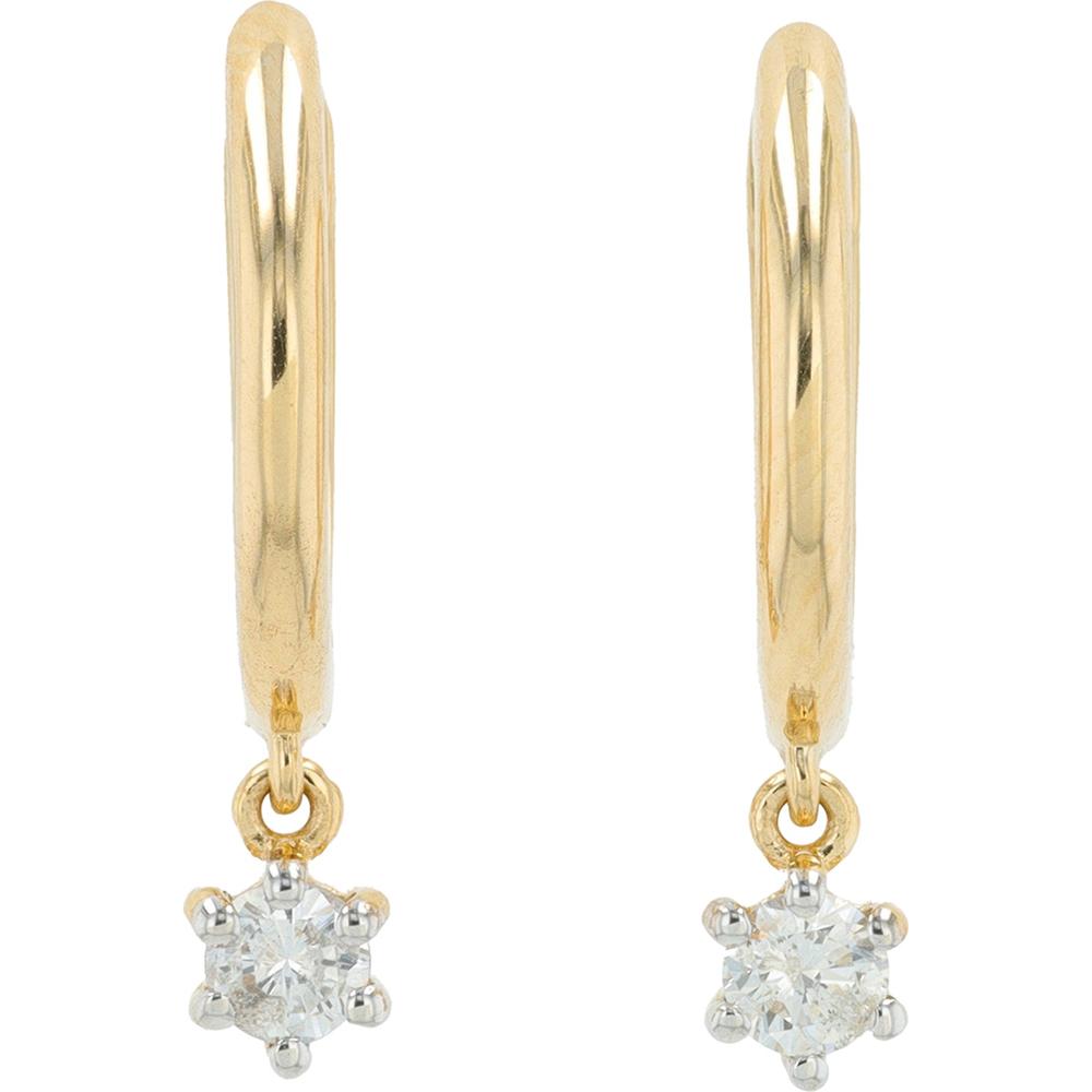 14K Yellow Gold Diamond Hoop Earrings - 0.22 Carat Total Diamond Weight