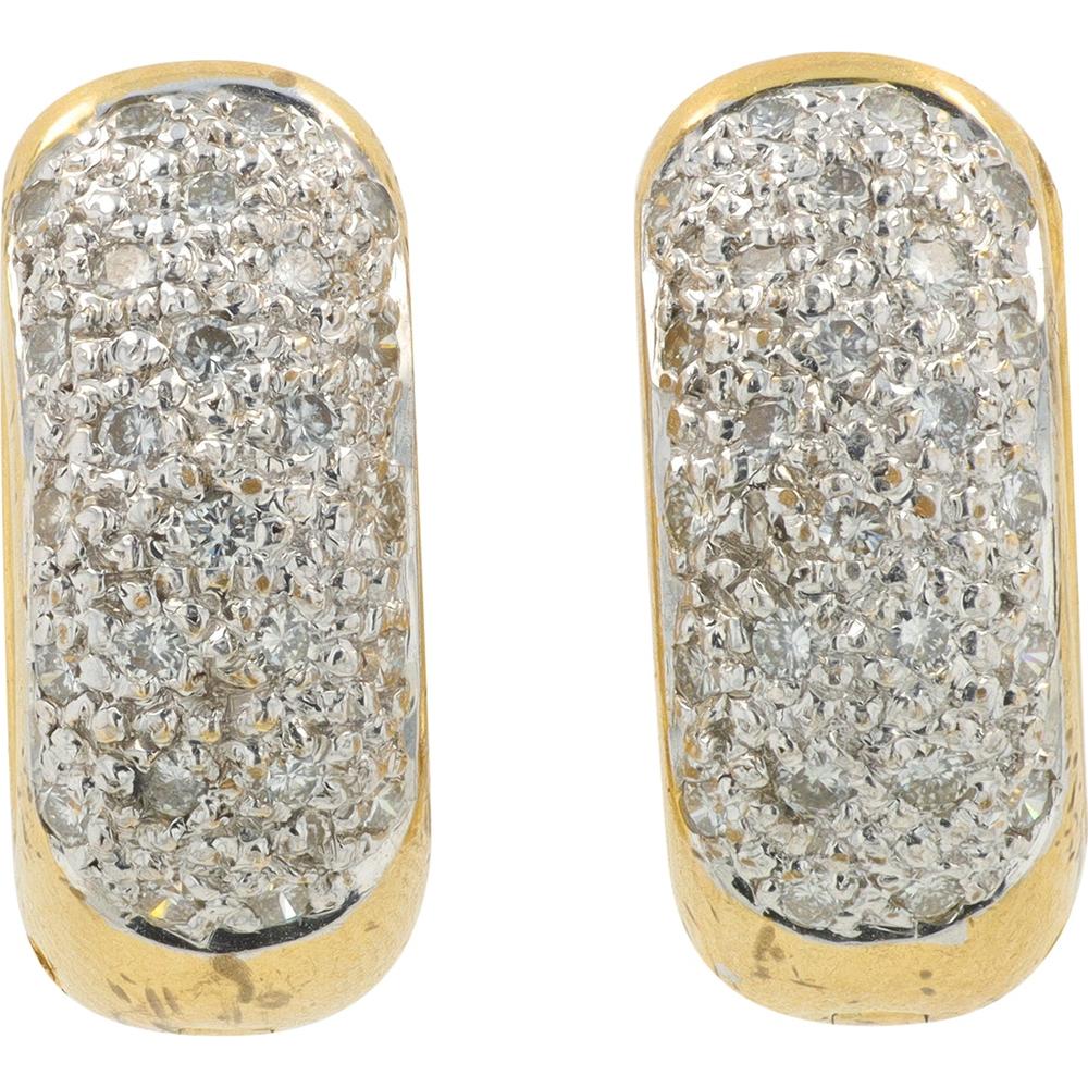14K Yellow Gold Diamond Hoop Earrings - 0.50 Carat Total Diamond Weight
