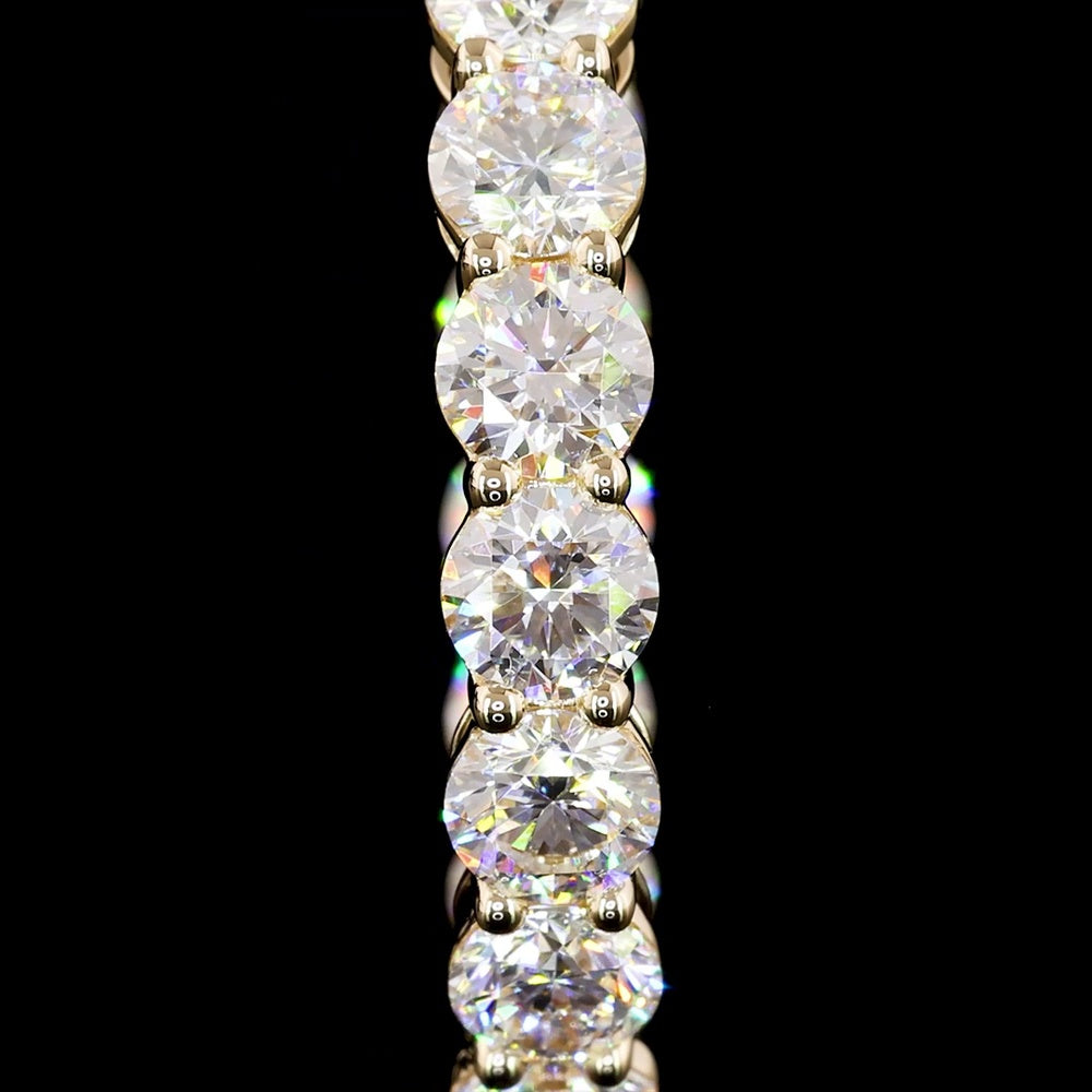 14K Yellow Gold Diamond Hoop Earrings - 6.33 Carat Total Weight Round Brilliant Cut Lab Diamonds, E-F Color VS1 Clarity, Prong Set - Covaloro Fine Jewelry