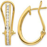 14K Yellow Gold Diamond Hoop Earrings with Omega Back - 0.0354 Carat Total Diamond Weight by Monteluci Fine Jewelry