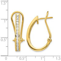 14K Yellow Gold Diamond Hoop Earrings with Omega Back - 0.0354 Carat Total Diamond Weight by Monteluci Fine Jewelry