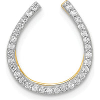 14K Yellow Gold Diamond Horseshoe Chain Slide Pendant - 0.155 Carat Total Diamond Weight by Monteluci Fine Jewelry