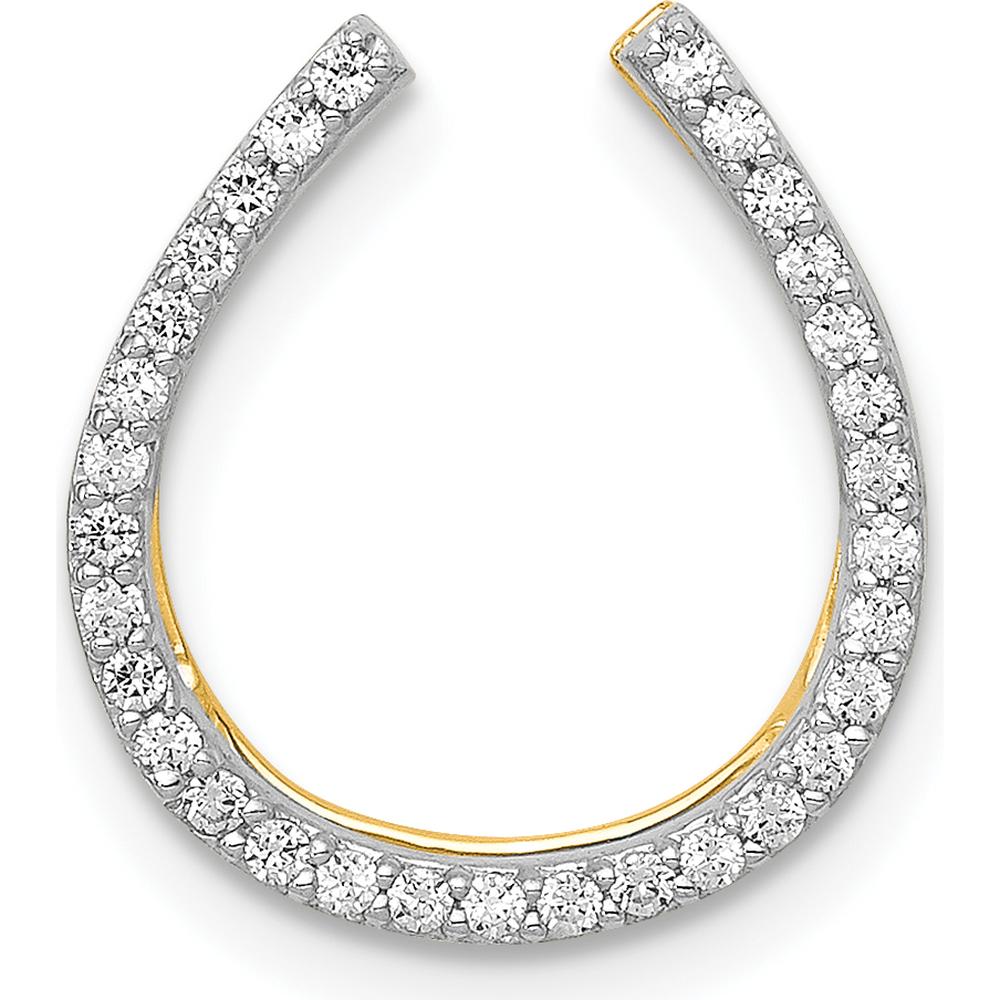 14K Yellow Gold Diamond Horseshoe Chain Slide Pendant - 0.155 Carat Total Diamond Weight by Monteluci Fine Jewelry
