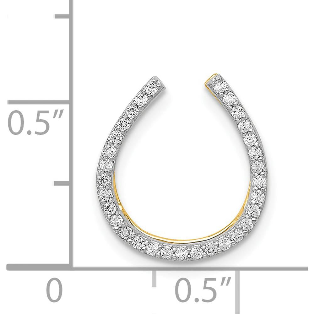 14K Yellow Gold Diamond Horseshoe Chain Slide Pendant - 0.155 Carat Total Diamond Weight by Monteluci Fine Jewelry