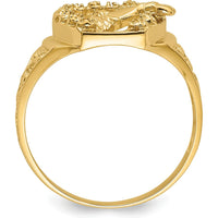 14K Yellow Gold Diamond Horseshoe Ring with Horse Center - Customizable Setting for Stones by Oro Pregiato
