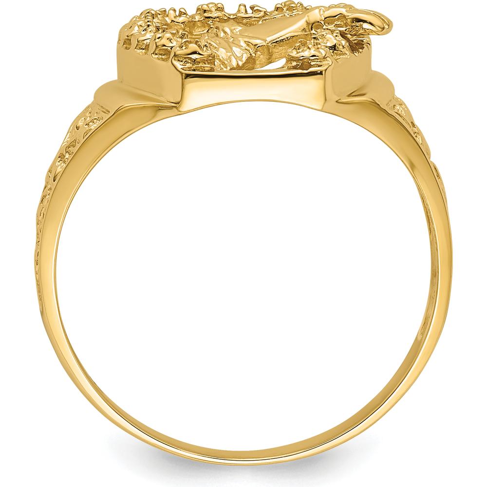 14K Yellow Gold Diamond Horseshoe Ring with Horse Center - Customizable Setting for Stones by Oro Pregiato