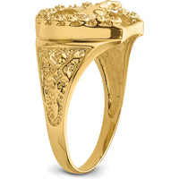 14K Yellow Gold Diamond Horseshoe Ring with Horse Center - Customizable Setting for Stones by Oro Pregiato