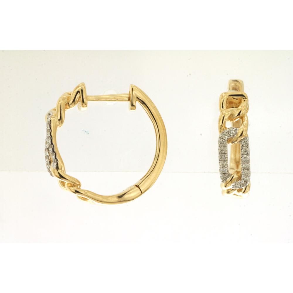 14K Yellow Gold Diamond Huggie Earrings - 0.10 Carats Total Diamond Weight
